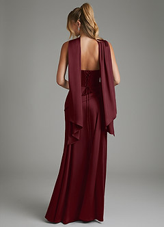 Azazie Gabriela Brautjungfernkleider A-Linie Korsett Stretch-Satin Kleid Cabernetrot image2