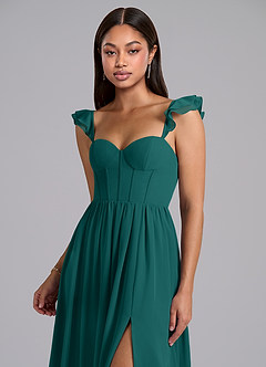 Azazie Denisse Suknie dla druhen Linia A Marszczony Szyfon Do ziemi Sukienka image6