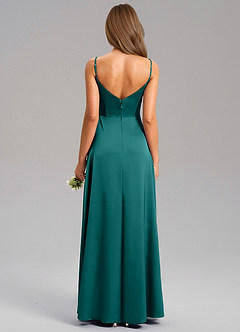 Azazie Talina Brautjungfernkleider A-Linie Stretch-Satin Kleid Pfau image2