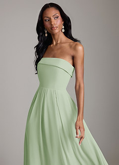 Azazie Lucienne Bridesmaid Dresses Dusty Sage A-Line Strapless Chiffon Convertible Dress image4