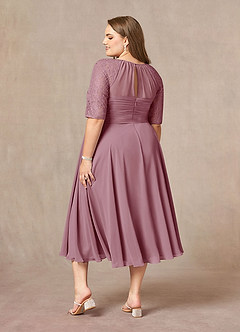 Azazie Dorothea Mother of the Bride Dresses Vintage Mauve A-Line Scoop lace Chiffon Dress image6