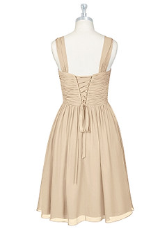 Azazie Angie Bridesmaid Dresses Champagne A-Line Corset Chiffon Dress image8