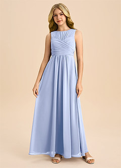 Azazie Skyla Junior Ice A-Line Pleated Chiffon Dress image3