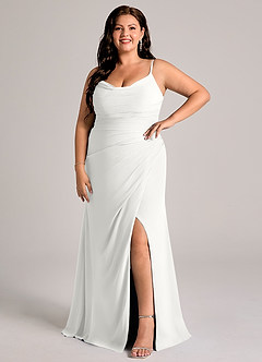 Azazie Deandra Bridesmaid Dresses White Mermaid Pleated Chiffon Dress image9