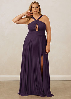 Christian Siriano Bridal for Azazie 1009 Bridesmaid Dresses Plum A-Line Pleated Chiffon Dress image11