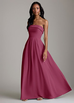 Azazie Lucienne Bridesmaid Dresses Mulberry A-Line Strapless Chiffon Convertible Dress image5