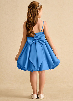 Azazie Davine vestidos de niña de las flores Vestido de Azul Grisaceo de Satin Mate de Corte En A con Tirante Espagueti image8