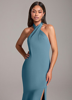 Azazie Lorena Robes de demoiselle d'honneur Robe Sirène en Mousseline de soie Plissée Bermude image2