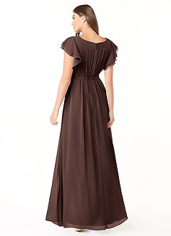 Azazie Daphne Modest Bridesmaid Dresses A-Line Ruffled Chiffon Floor-Length Dress image2