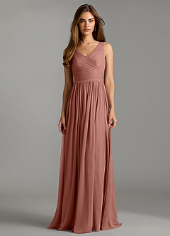 Azazie Keyla Bridesmaid Dresses Cedar Rose A-Line Pleated Mesh Dress image3