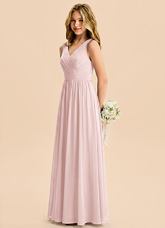Azazie Kora Junior Abito A-Line in Chiffon Plissettato Rosa Rossore image1