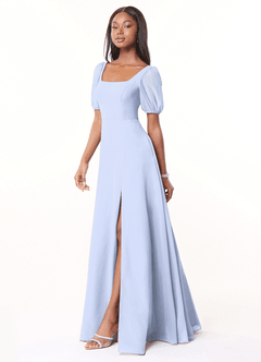 Azazie Alani Bridesmaid Dresses Ice A-Line Square Neckline Chiffon Dress image3