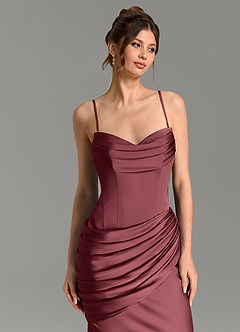 Azazie Zorah Bridesmaid Dresses Merlot Mermaid Corset Stretch Satin Convertible Dress image7