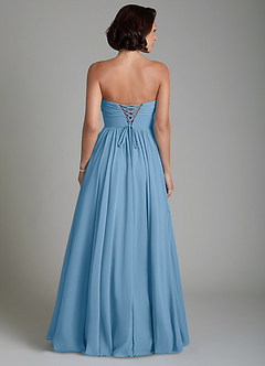 Azazie Petra Bridesmaid Dresses Steel Blue A-Line Corset Chiffon Dress image2