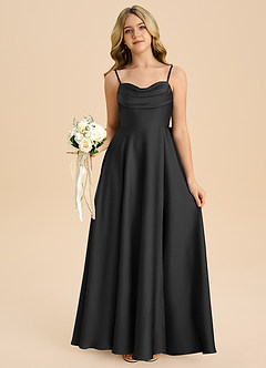 Azazie Bear Junior Black A-Line Sweetheart Neckline Stretch Satin Dress image7