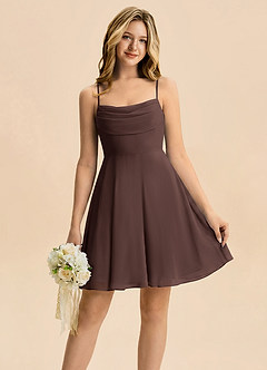 Azazie Bear Junior Ganache A-Line Pleated Chiffon Dress image1