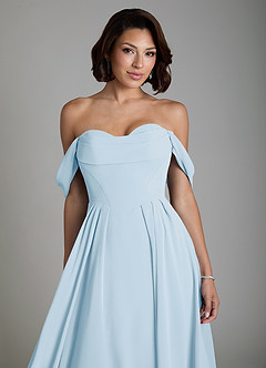 Azazie Loisa Abiti da Damigella Abito Convertibile A-Line in Chiffon Corsetto Azzurro image5