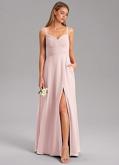 Azazie Terese Brautjungfernkleider A-Linie Plissee Chiffon Kleid Zartrosa image3