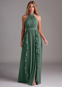 Azazie Avary Bridesmaid Dresses Sea Moss A-Line Pleated Chiffon Dress image3