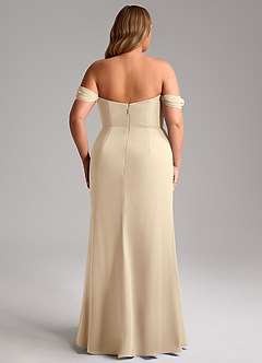Azazie Saige Bridesmaid Dresses Champagne A-Line Off the Shoulder Chiffon Convertible Dress image15