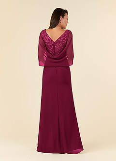 Azazie Laina At-home Try On Dresses Burgundy Mermaid Lace Chiffon Dress image4