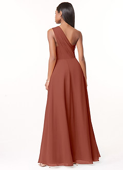 Azazie Ashley Bridesmaid Dresses Auburn A-Line Ruched Chiffon Dress image2