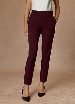 Whitney Cabernet Refined Weave Performance Full Length Dress Pants