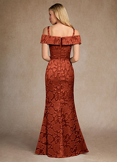 Azazie Canton Mother of the Bride Dresses Auburn Mermaid Off the Shoulder Floral Burnout Dress image4