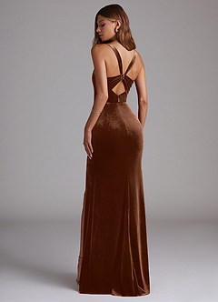 Azazie Mero Bridesmaid Dresses Umber Sheath Pleated Velvet Dress image5