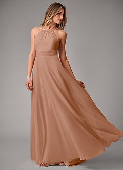 Azazie Amalia Brautjungfernkleider A-Linie Plissee Chiffon Kleid Champagner Rosa image3