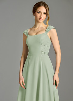 Azazie Oasis Bridesmaid Dresses Dusty Sage A-Line with Pockets Chiffon Dress image3
