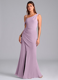 Azazie Madelyn Jurken voor bruidsmeisjes Converteerbaar Jurk van Chiffon met Zeemeermin Off the Shoulder Blauweregen image4