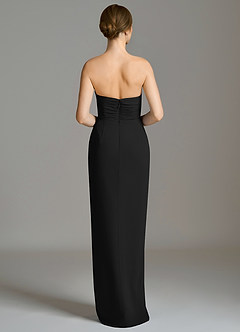 Azazie Darcie At-home Try On Dresses Black Sheath Strapless Chiffon Convertible Dress image6