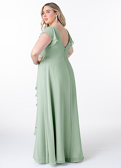 Azazie Omari Bridesmaid Dresses Agave A-Line Chiffon Dress image8