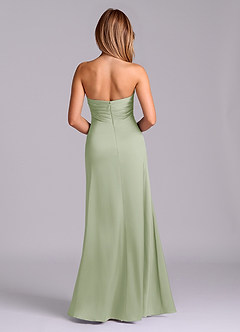 Azazie Sabrine Final Sale Dusty Sage A-Line Sweetheart Neckline Stretch Satin Dress image2