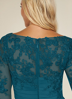 Azazie Alisondra Mother of the Bride Dresses Ink Blue Sheath Scoop Lace Lace Dress image7