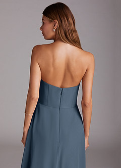 Azazie Wren 신부 들러리 드레스 A라인 스트랩리스 쉬폰 티 길이 드레스 image8