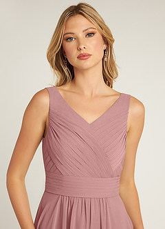 Azazie Pierrette Bridesmaid Dresses Dusty Rose A-Line Pleated Chiffon Dress image5