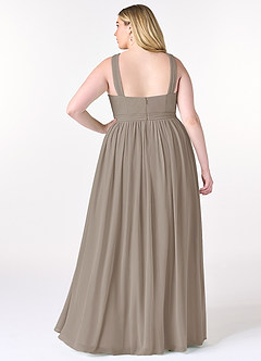Azazie Elvira Bridesmaid Dresses Taupe A-Line Pleated Chiffon Dress image8