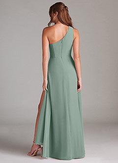 Azazie Brooke Bridesmaid Dresses Silver Sage A-Line One Shoulder Chiffon Dress image7