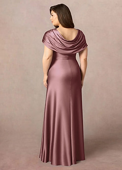 Azazie Branford Mother of the Bride Dresses Vintage Mauve A-Line Pleated Stretch Satin Dress image2