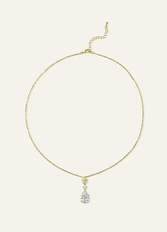 front Pear Cut CZ Pendant Necklace