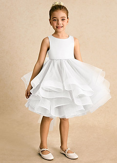 Azazie Tinie Robe Demoiselle D'honneur Fillette Robe Princesse en Tulle Arc Blanc image2