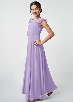 Azazie Claudine Junior Robe Trapèze en Mousseline de soie Plissée Lilas image3