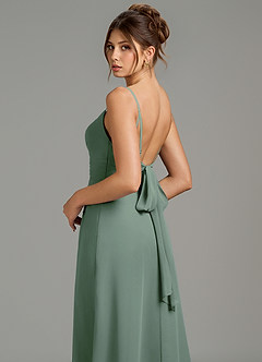 Azazie Sherah Bridesmaid Dresses Eucalyptus A-Line Pleated Chiffon Dress image2