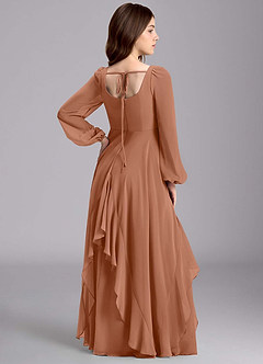 Azazie Clara Junior Abito A-Line in Chiffon Blusa Bronzo image8