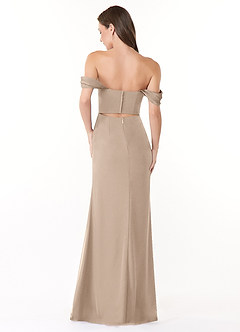 Azazie Lynnie Brautjungfernkleider Wandelbar Meerjungfrau-Linie Schulterfrei Chiffon Kleid Taupe image3