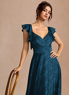 Robe Mi-Longue Marineblau Leilani image4