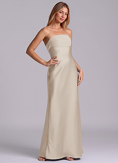 Azazie Ailanie Brudtärnklänningar Klä av Tubklänning i Stretch Satin Axelbandslös Frost image5