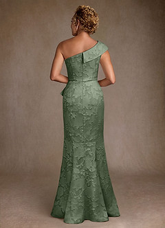 Azazie Hampton Mother of the Bride Dresses Matcha Mermaid One Shoulder Floral Burnout Dress image3